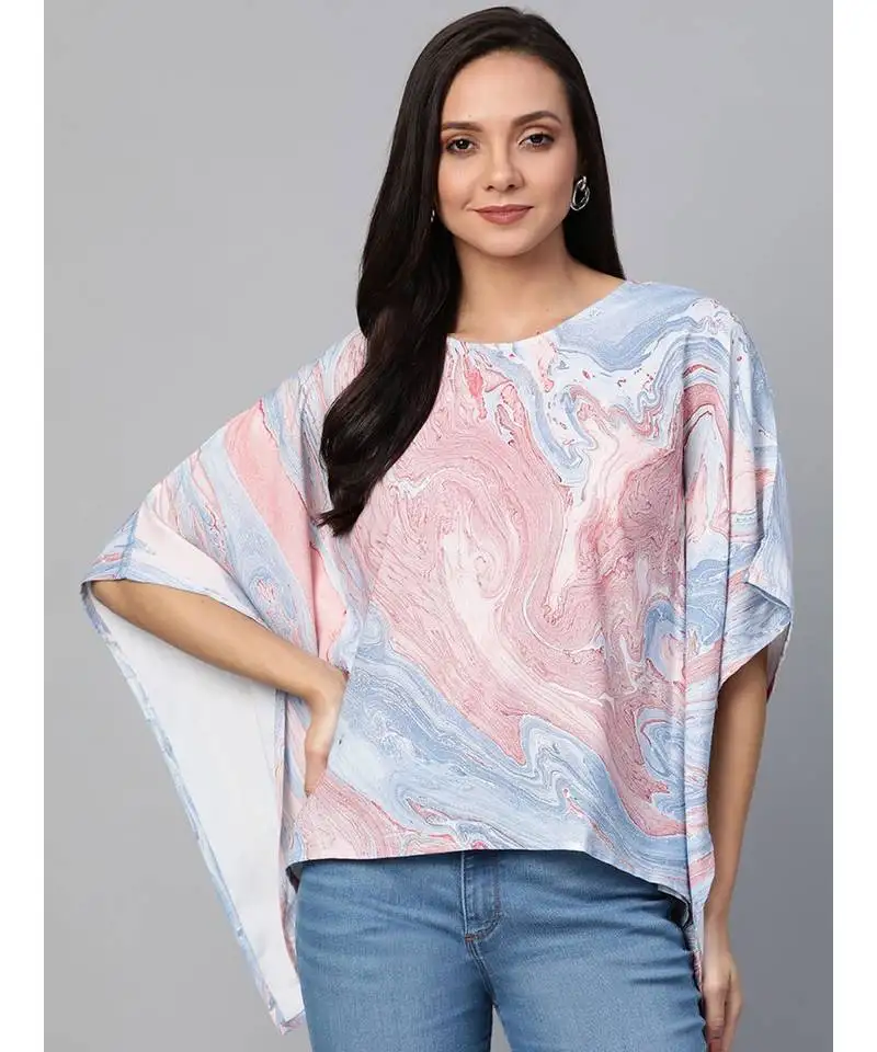 Rayon marble printed topmulti