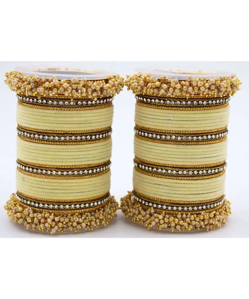 Beige fancy bridal bangle sets set of 2