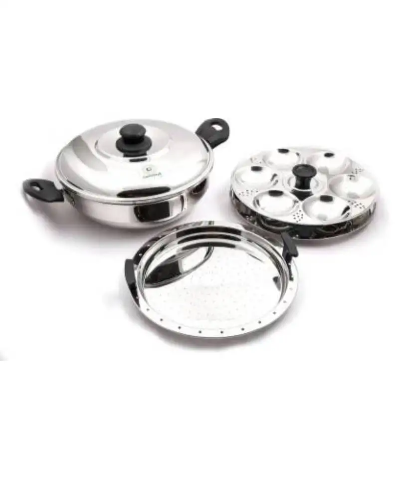 Coconut stainless steel idly steamer with thick sandwich bottom base