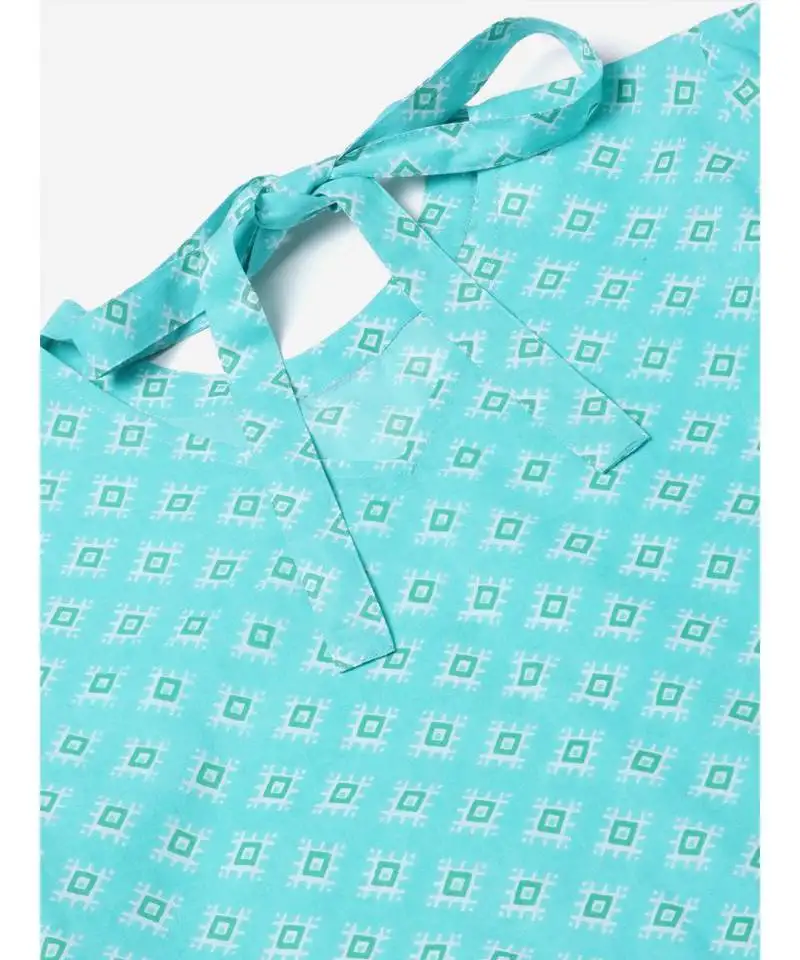 Geomatrical printed casual topsky blue