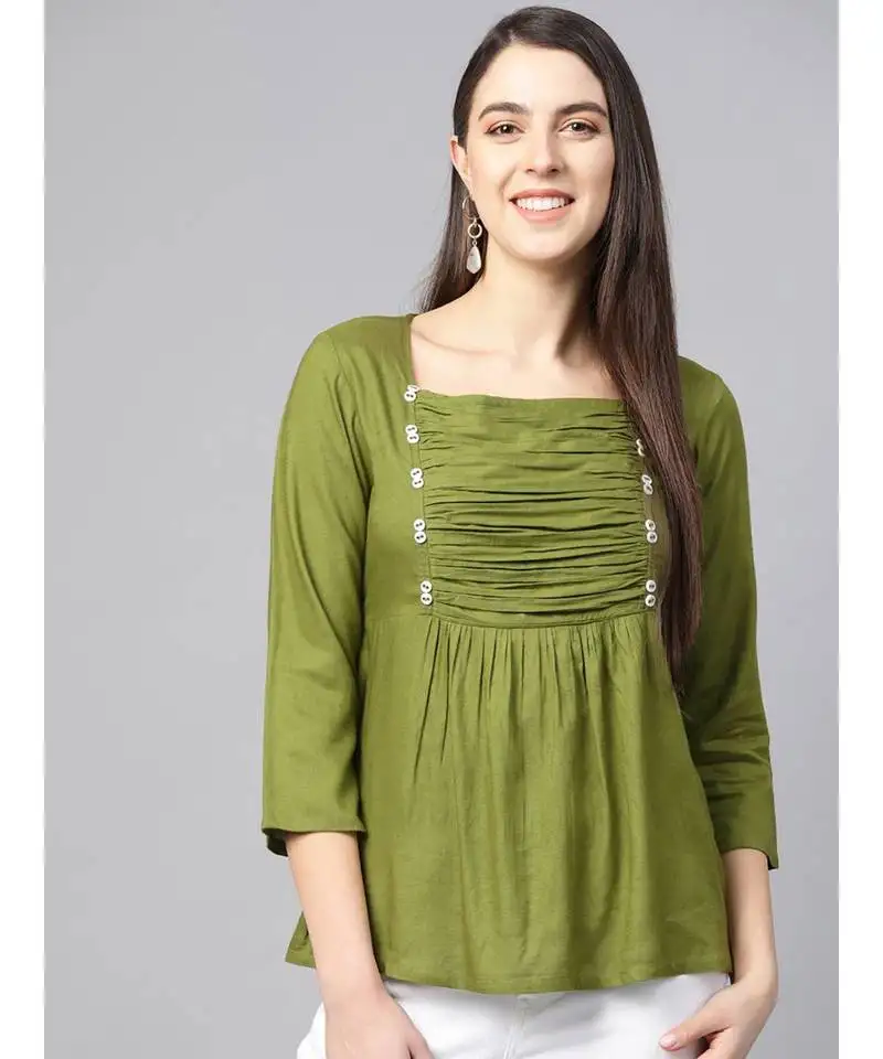 Rayon solid regular top green