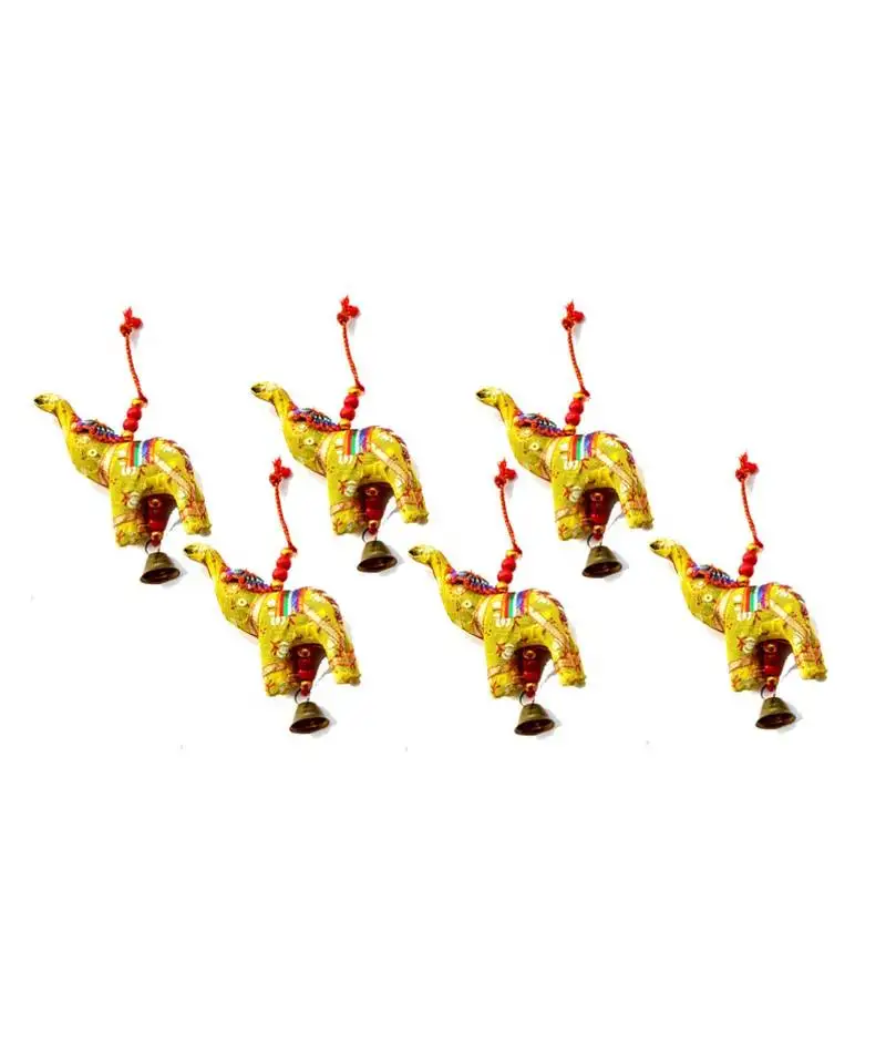 Elephant bell hanging layer set of 6 home christmas hanging ative ornaments multi colored indian traditional