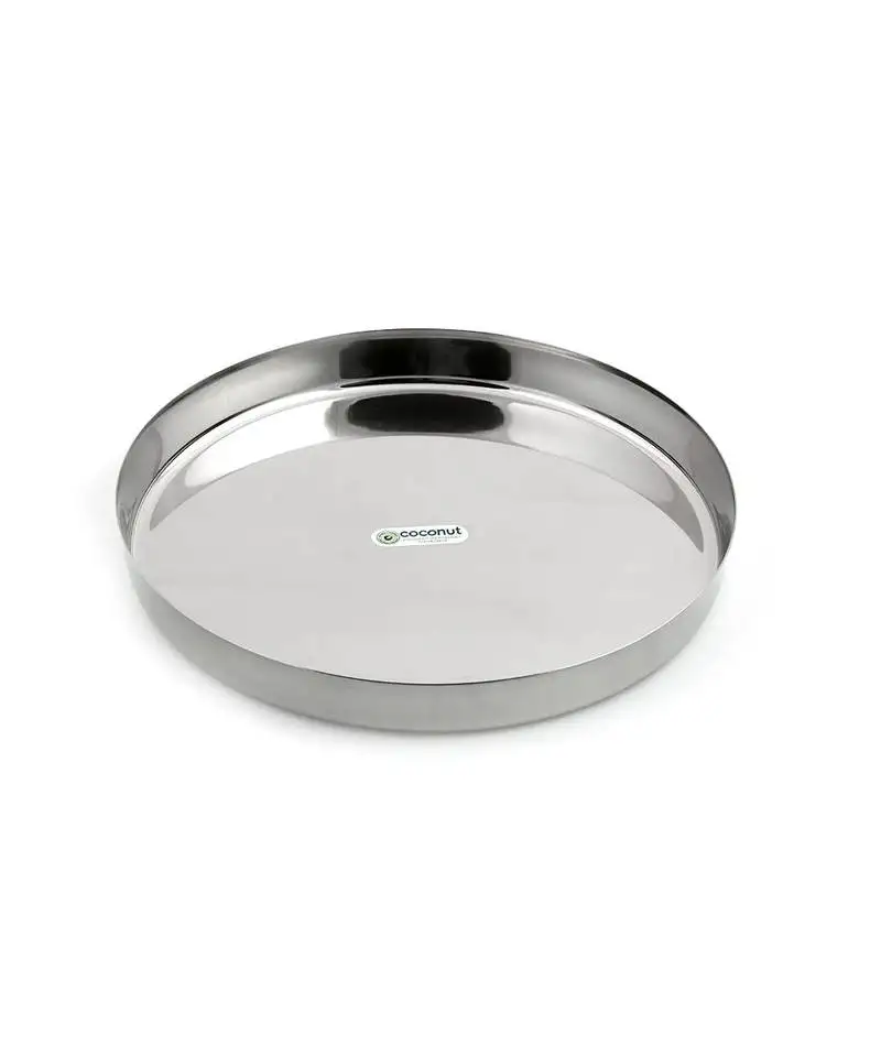 Coconut stainless steel 22 guage thali :: kumcha :: dinner plate -1 unit (diameter 11 icnch)