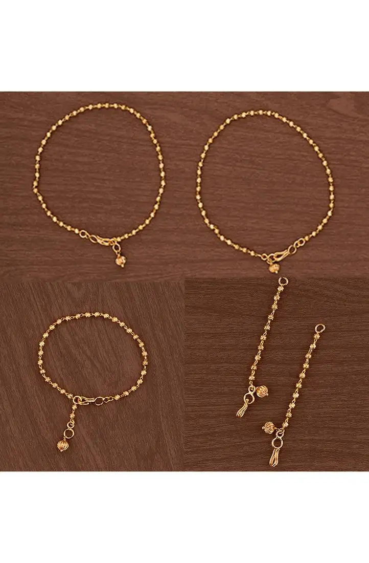 Anklets, bracelet and matti set one gram gold