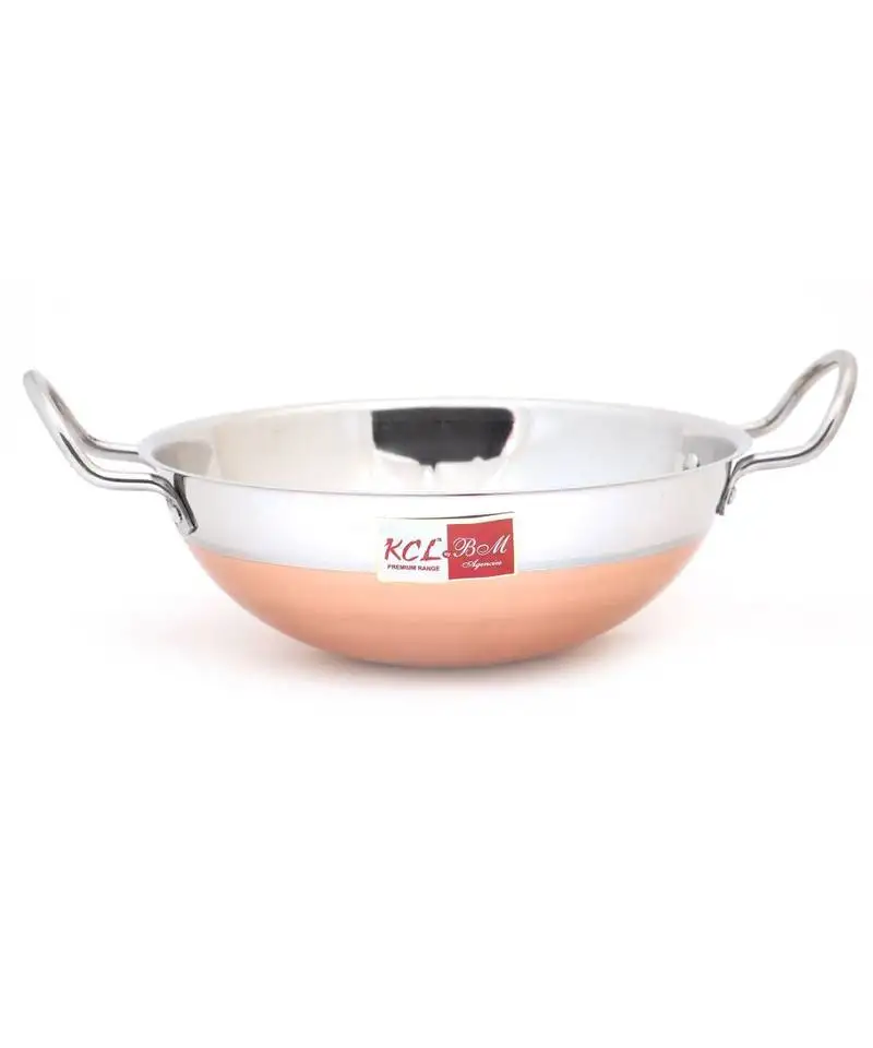 Kcl stainless steel copper bottom kadai without lid cookware -1 unit - capacity - 1000ml,diameter - 23 cm