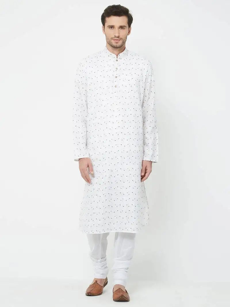 White plain cotton kurta pajama
