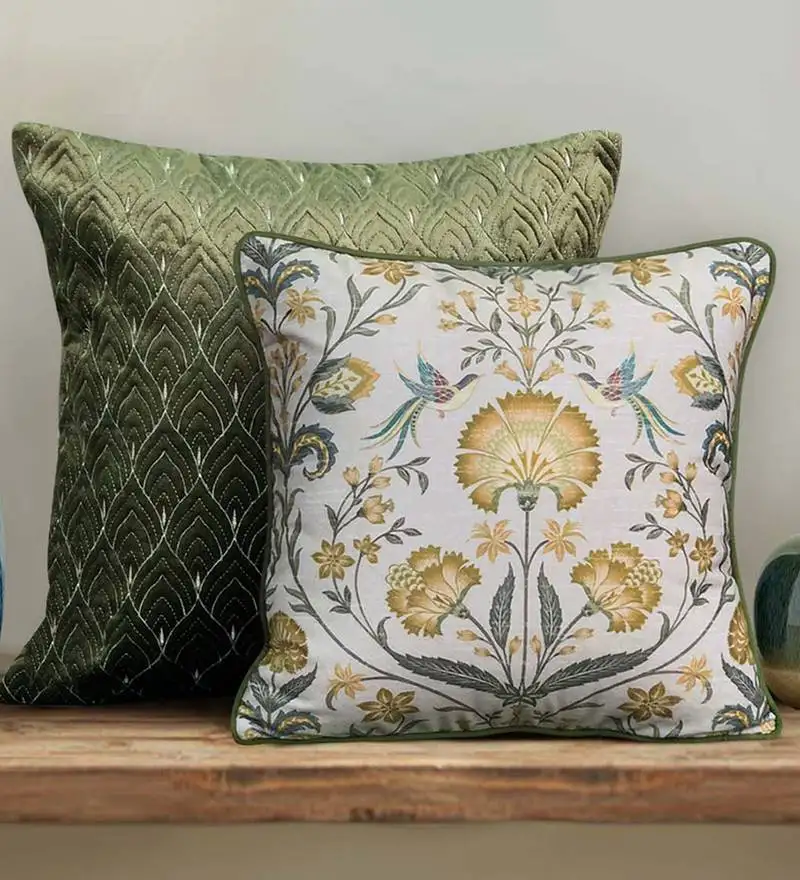 Rang bagh yellow cushion cover 16x16 – bright decorative pillow for sofa, couch & festive home décor