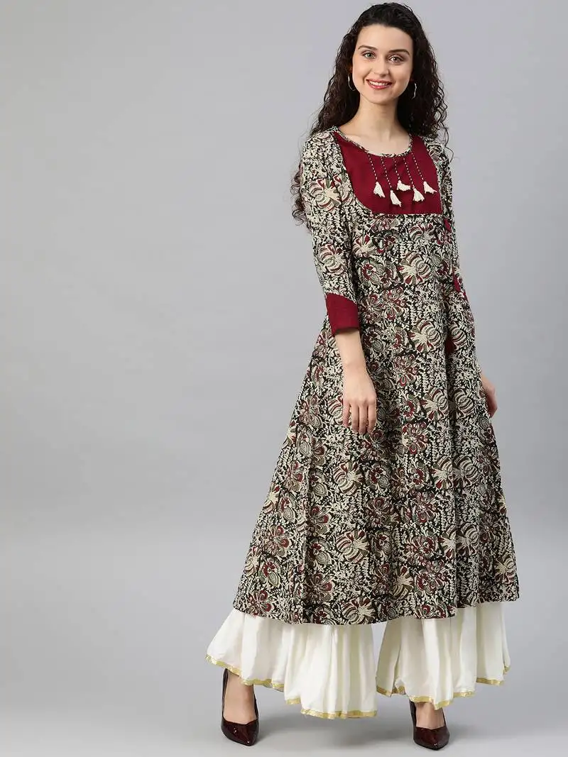 Women's cotton kalamkari print anarkali kurta