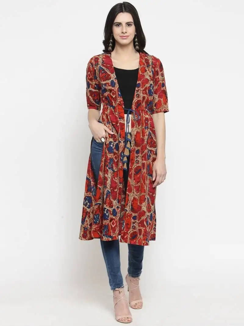 Indibelle rayon abstract print shrug cape