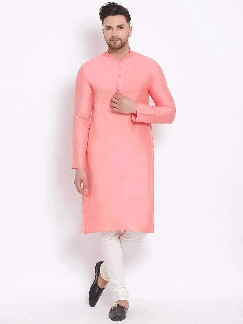 Men's cotton silk solid multicolor colour straight kurta with payjama