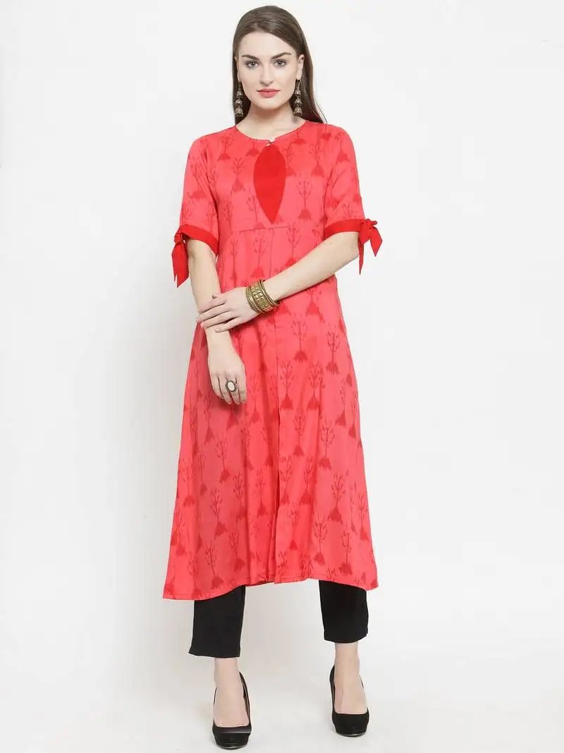 Indibelle gajri rayon printed a-line kurta with ankle length trouser