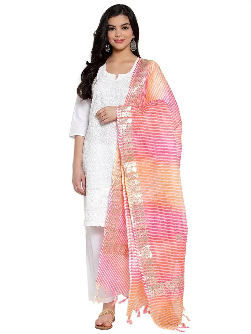 Multicolor cotton doriya gota patti work dupatta