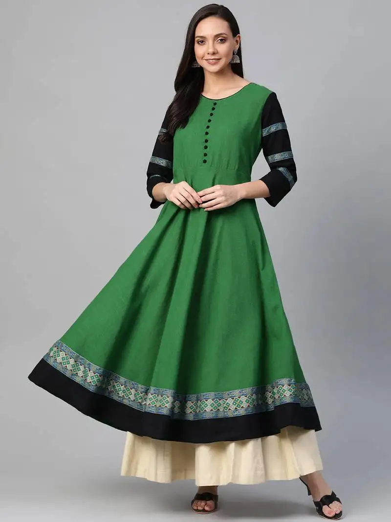Women's cotton slub anarkali kurta