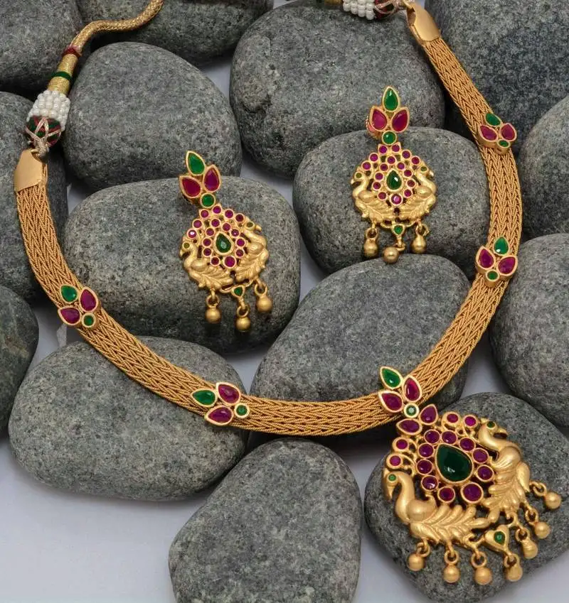 Georgeous high gold plated multicolour necklace set