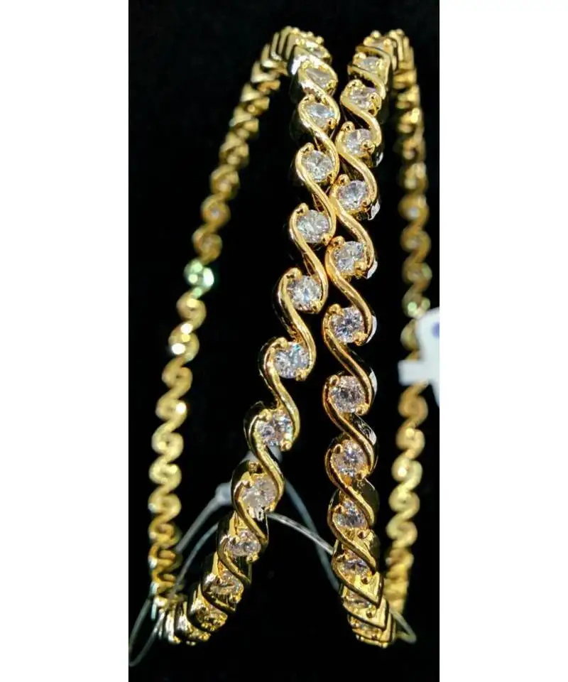 Designer white american diamond bangles