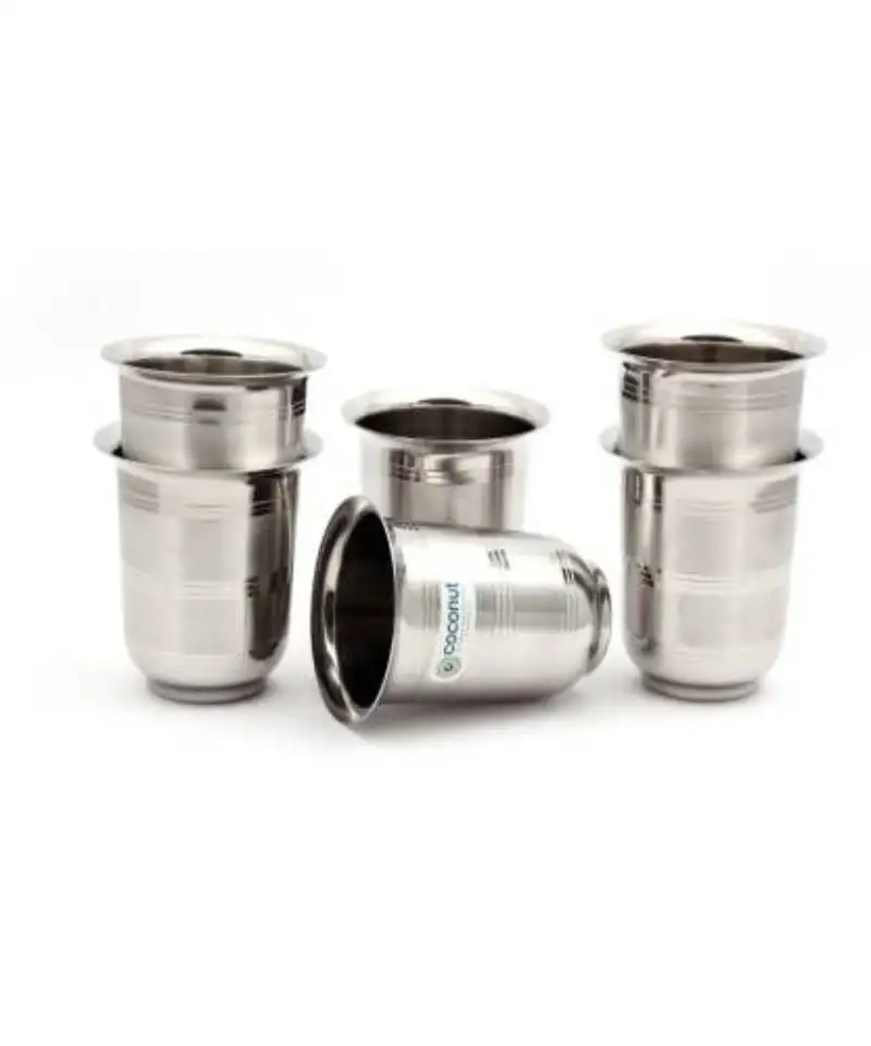 Coconut stainless steel d9 mini glasses ideal for tea::Coffee - set of 6 - capacity - 170 ml each glass