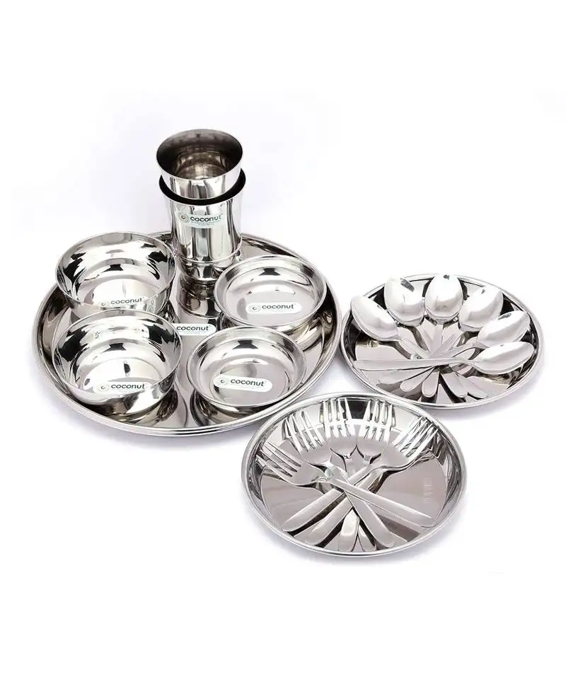 Coconut stainless steel heavy guage mirror finish dinner set::Dinnerware & serveware - 22 pc