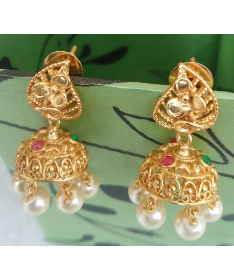 Exclusive traditional gold plated earring jhumkas