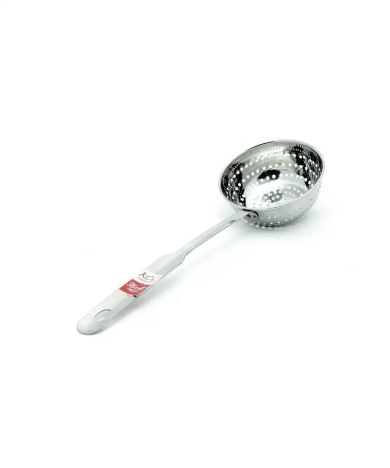 Kcl stainless steel powa jhara handheld colander::Strainer with hole bowl shape - 1 unit