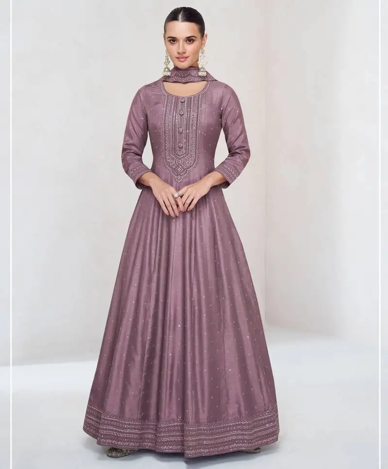 Designer silk with sequance work anarkali suit stitched