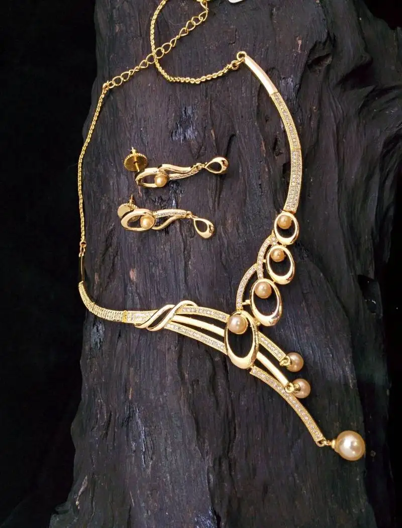 Cz high gold plated necklace set