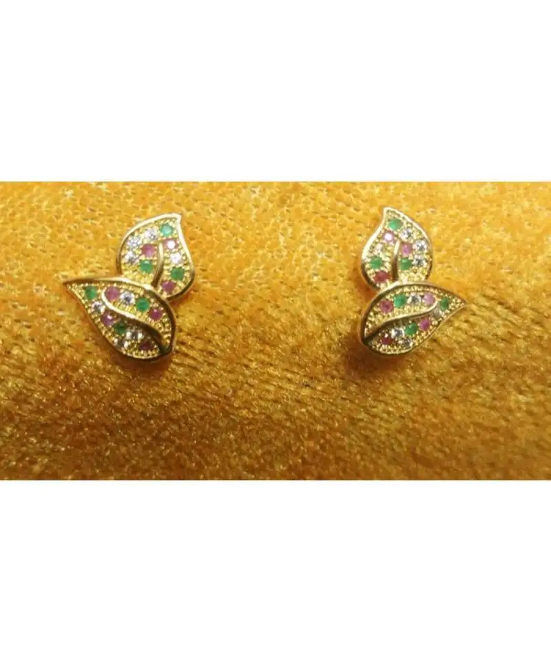Muliticolour stone leaf studs