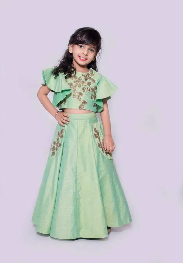 Leaf embroidered lehnga