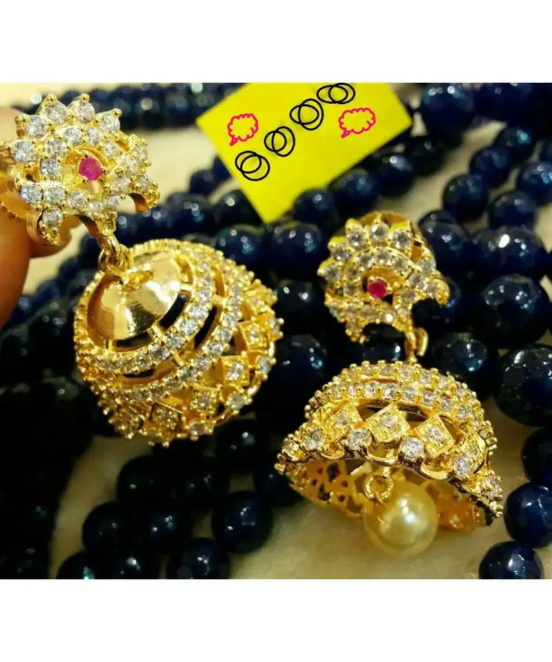 Gorgeous high gold plated white stones jumkas