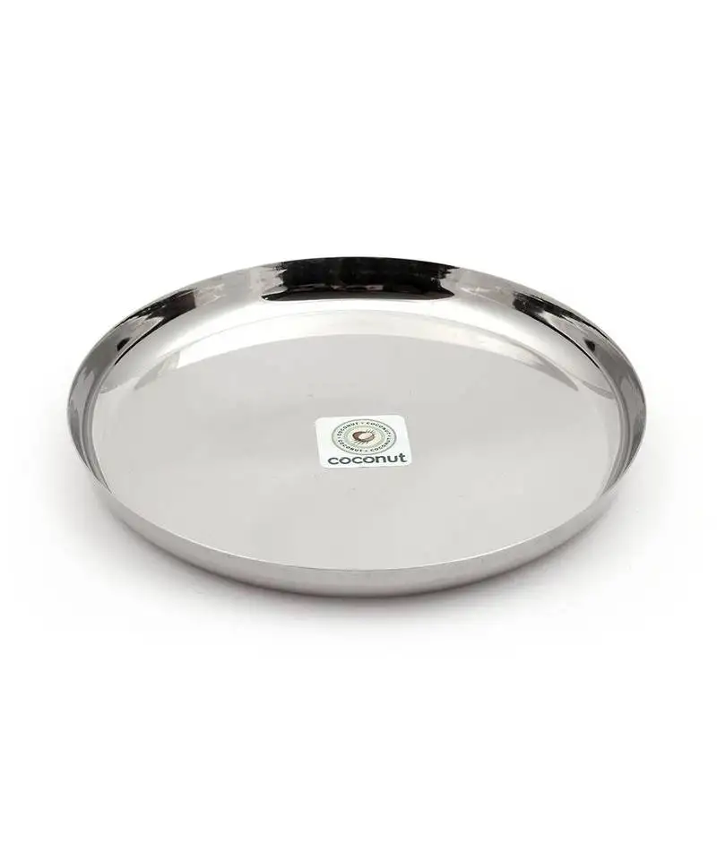 Coconut stainless steel dinner plate:: apple kumcha::Thali:: kumcha - pack of 6 (diameter 9 inch)