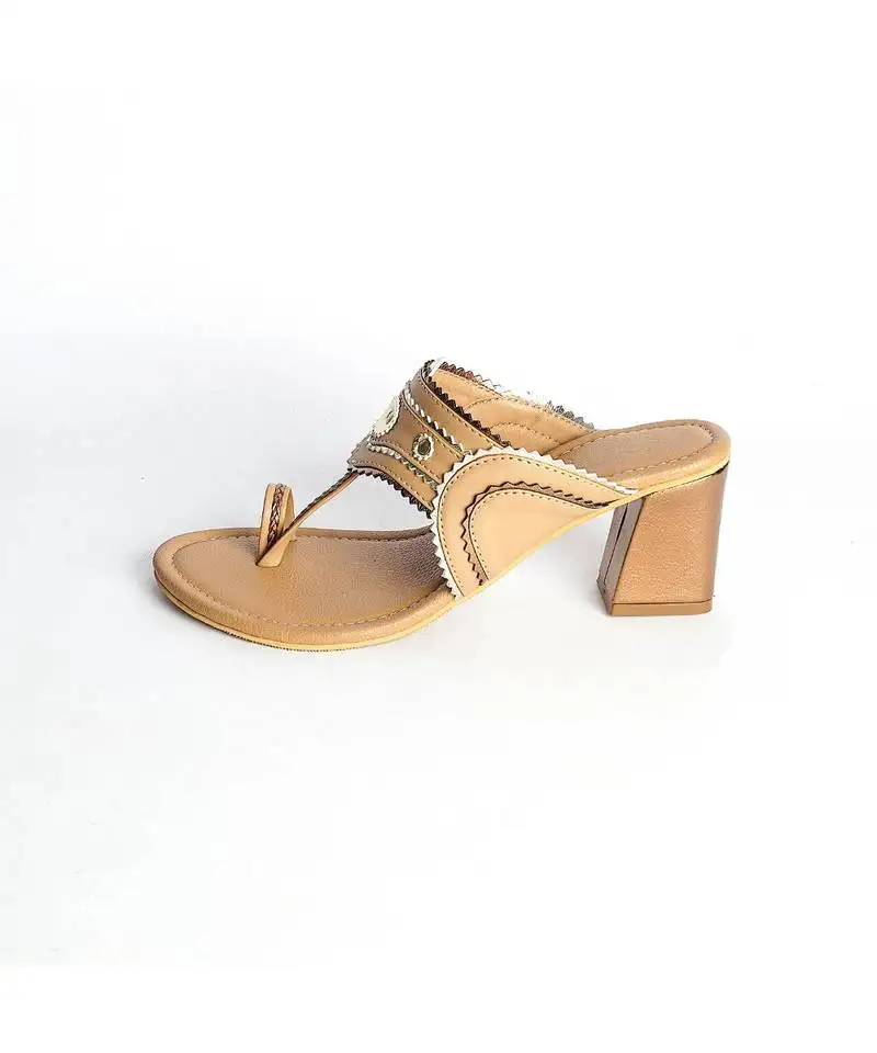 Nude copper trapeez heel kolapuri