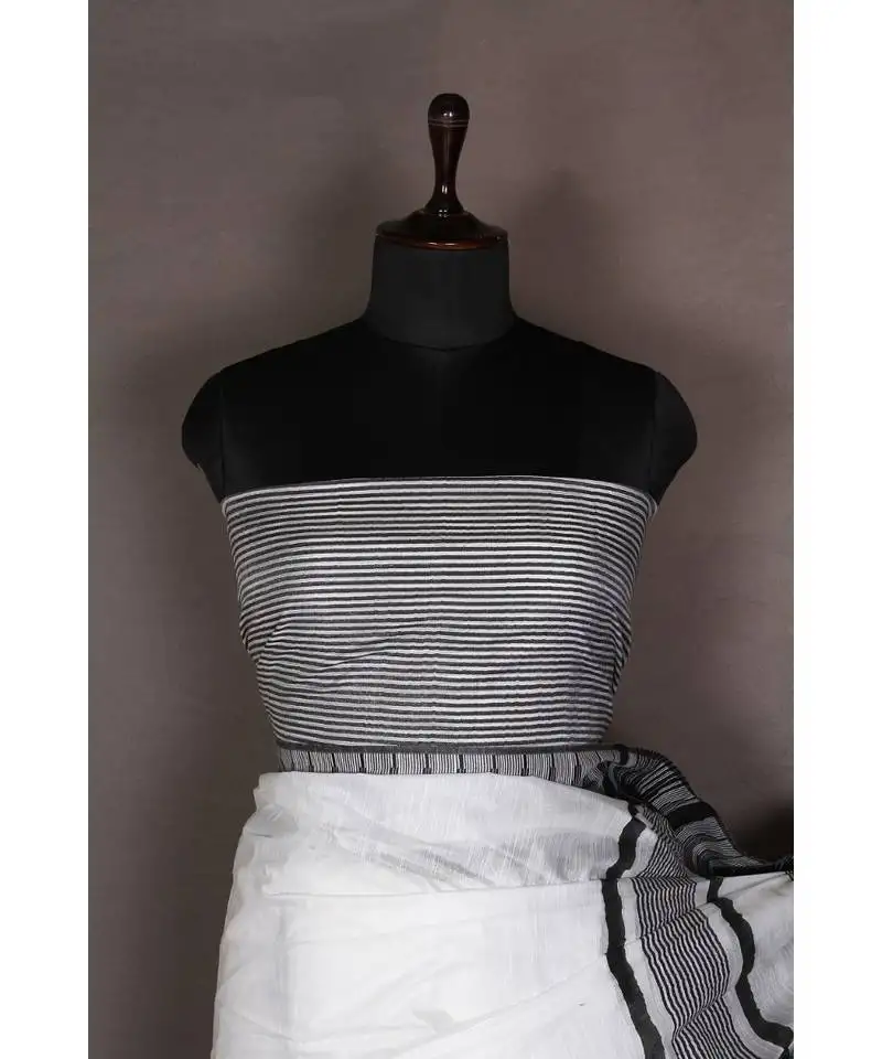 White handloom bhagalpuri viscose silk saree with blouse piece