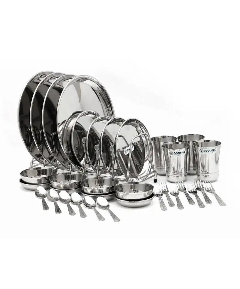 Coconut stainless steel heavy guage mirror finish dinner set::Dinnerware & serveware - 32 pc
