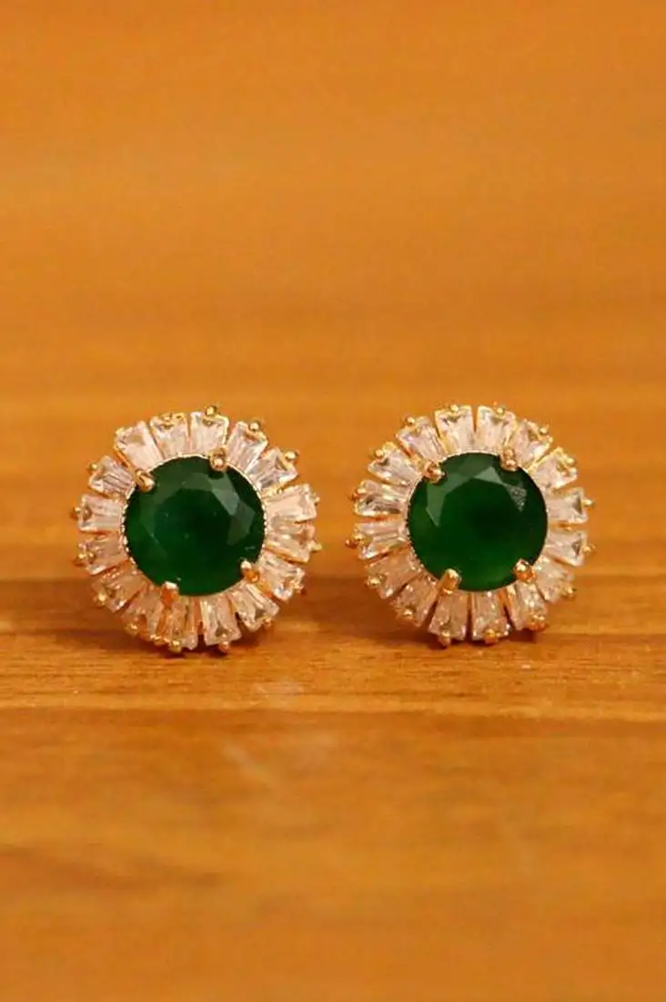 Green emerald  studs