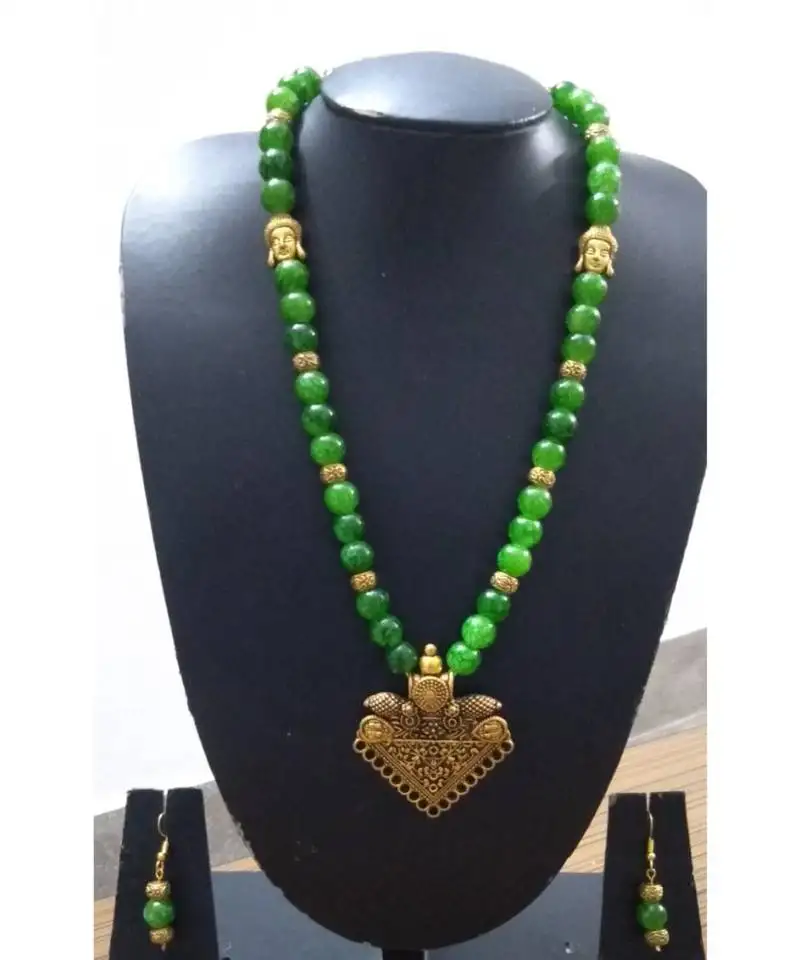Green agate necklace set