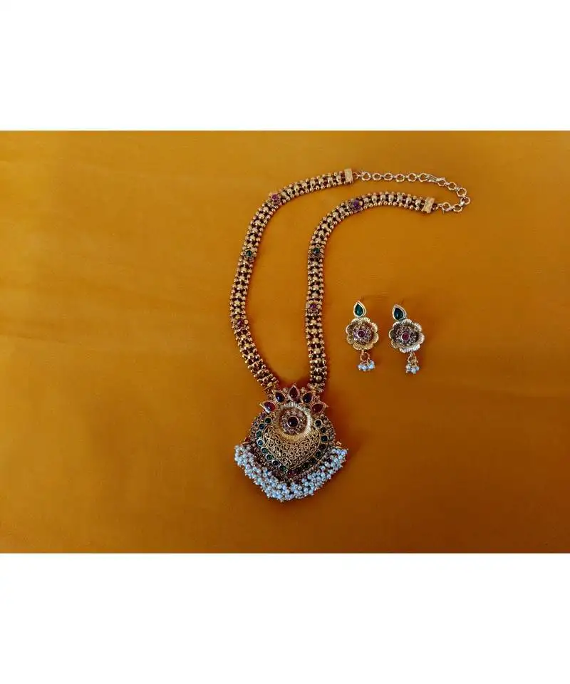 Multicolor alloy gold plated traditional necklace set