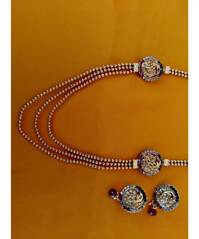 Georgeous gold plated multi colour necklace set