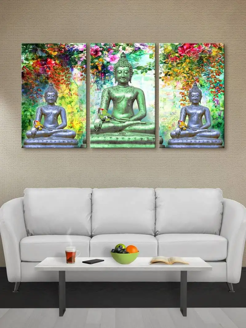 999store three buddha printed canvas painting