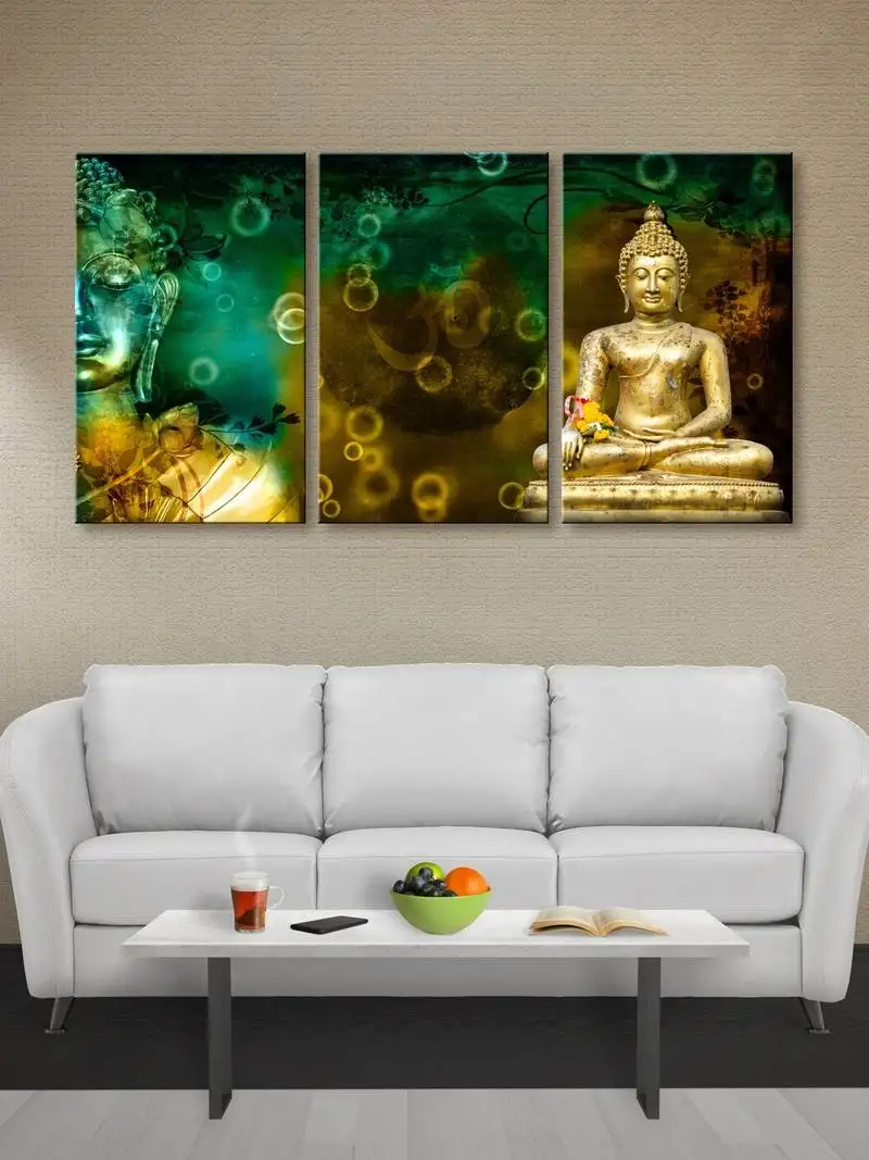 999store golden buddha meditating canvas painting