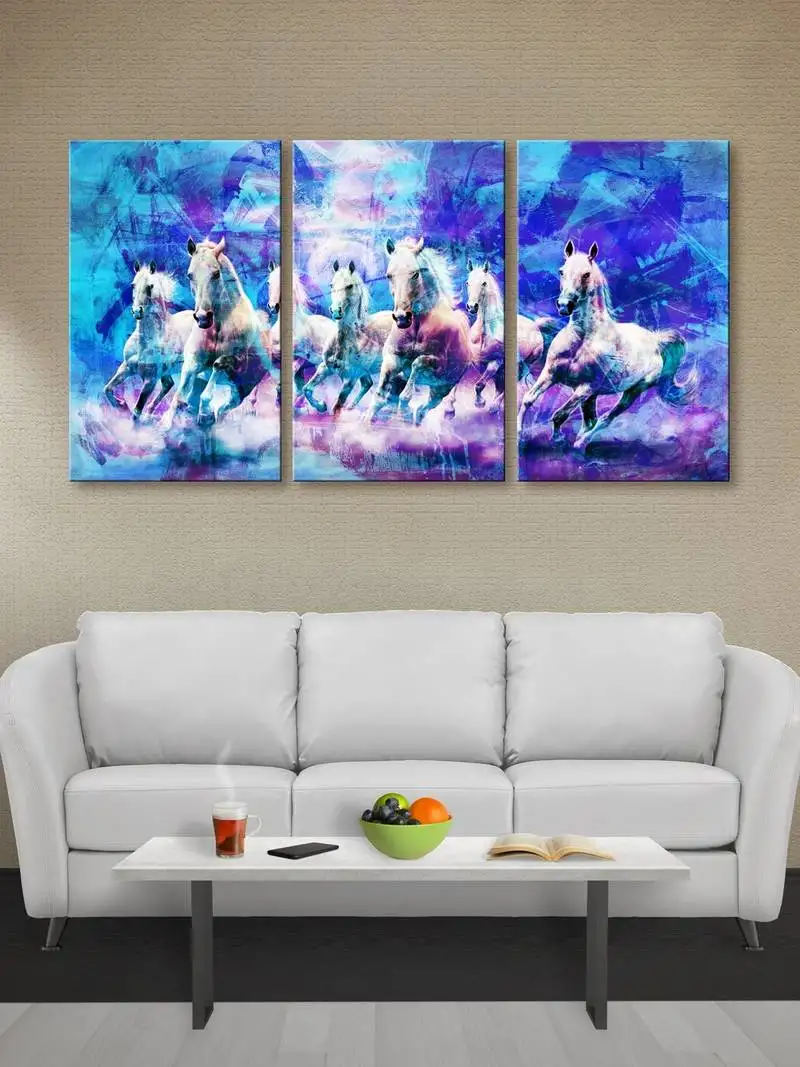 999store white running horses printed canvas painting