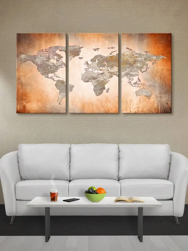 999store world map printed canvas painting