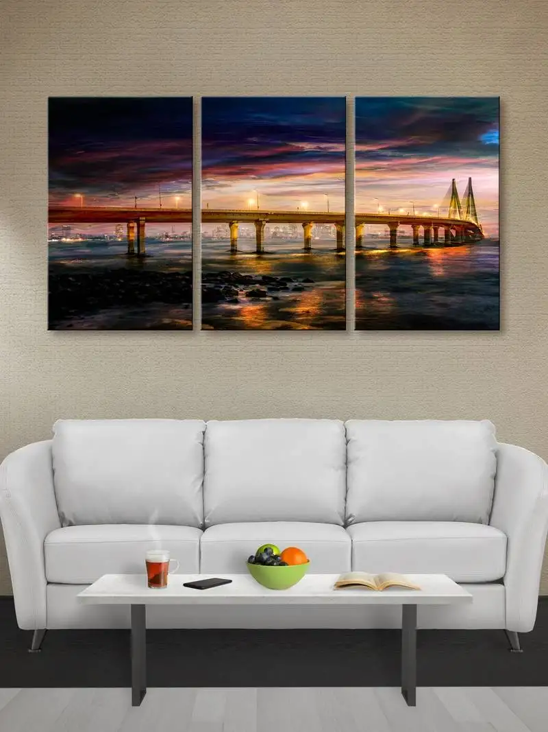 999store long bridge printed canvas painting