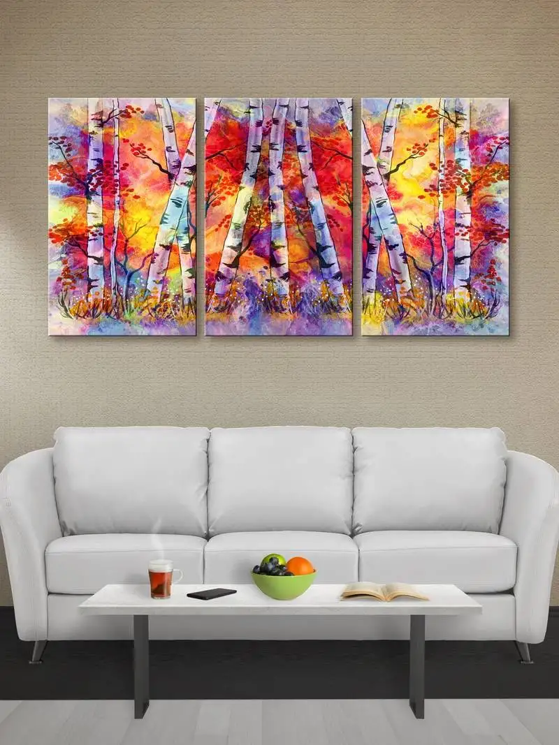 999store colorful tree printed canvas painting