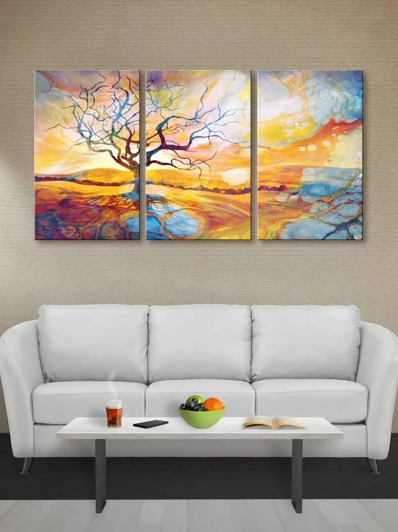 999store colorful abstract leaveless tree canvas painting
