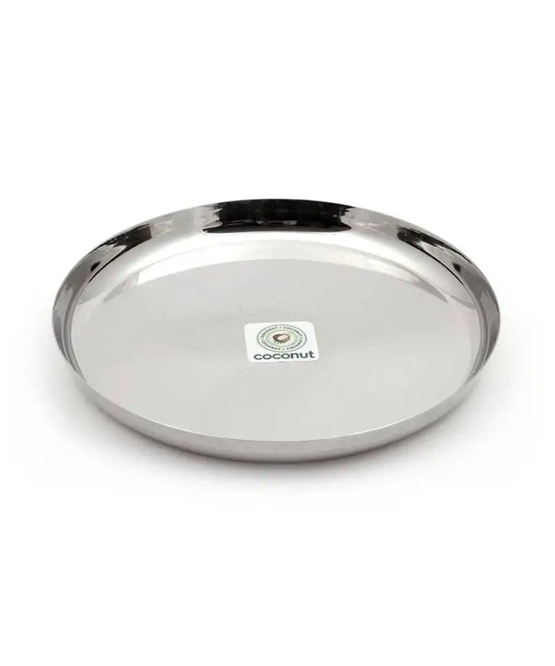 Coconut stainless steel dinner plate:: apple kumcha::Thali:: kumcha - pack of 6 (diameter 10 inch)