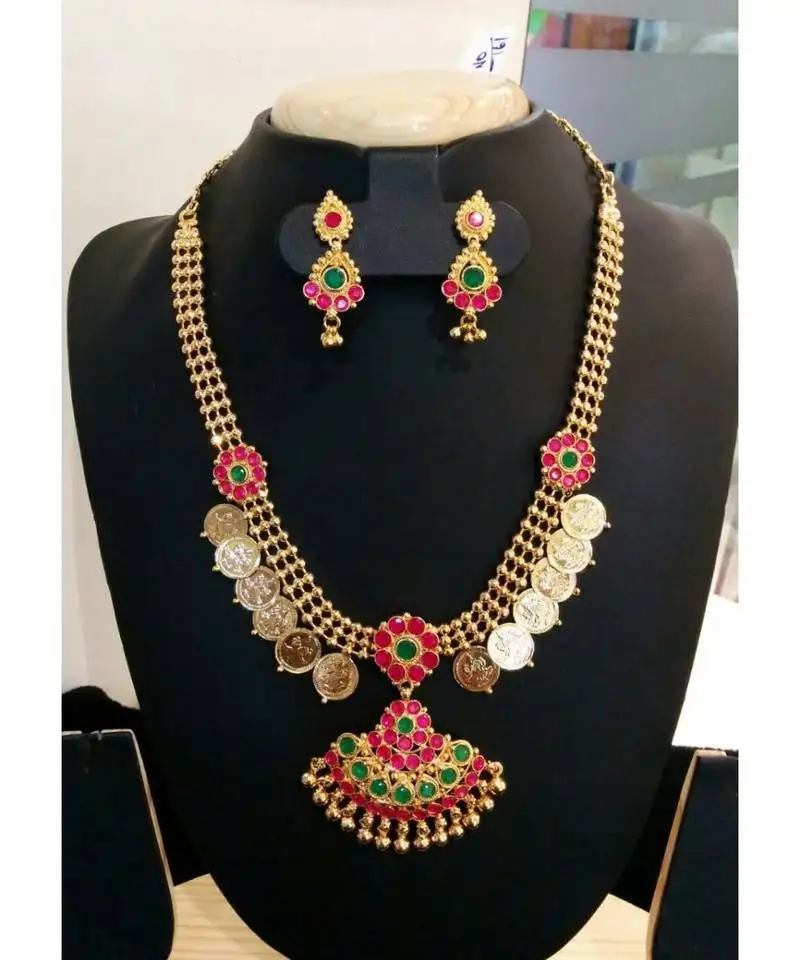 Georgeous high gold plated laxmi kasu necklace set