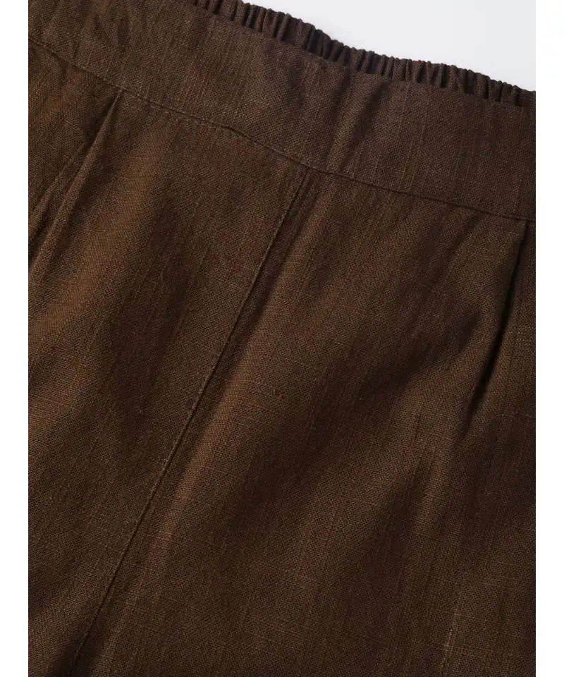 Cotton slub solid regular fit casual trouser pants brown