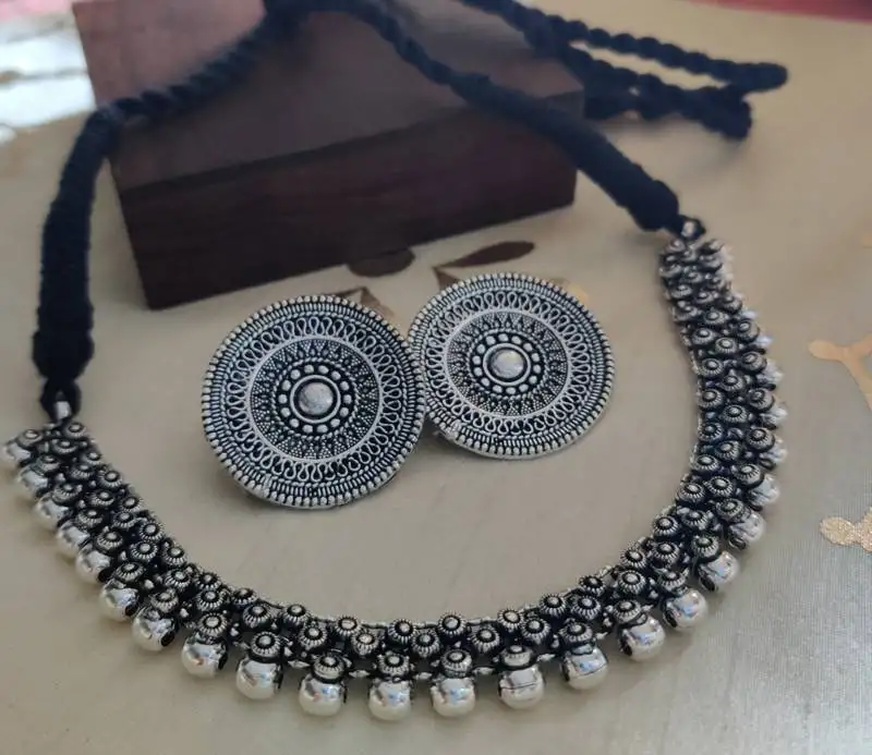 Silver plated choker set women