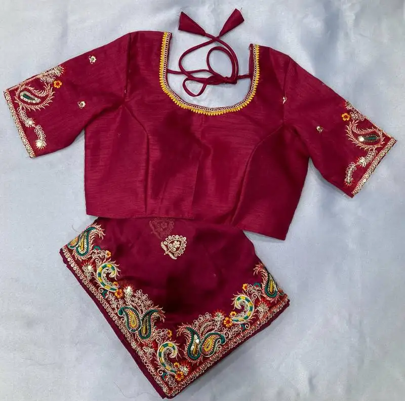 Magenta party wear rangoli art silk saree