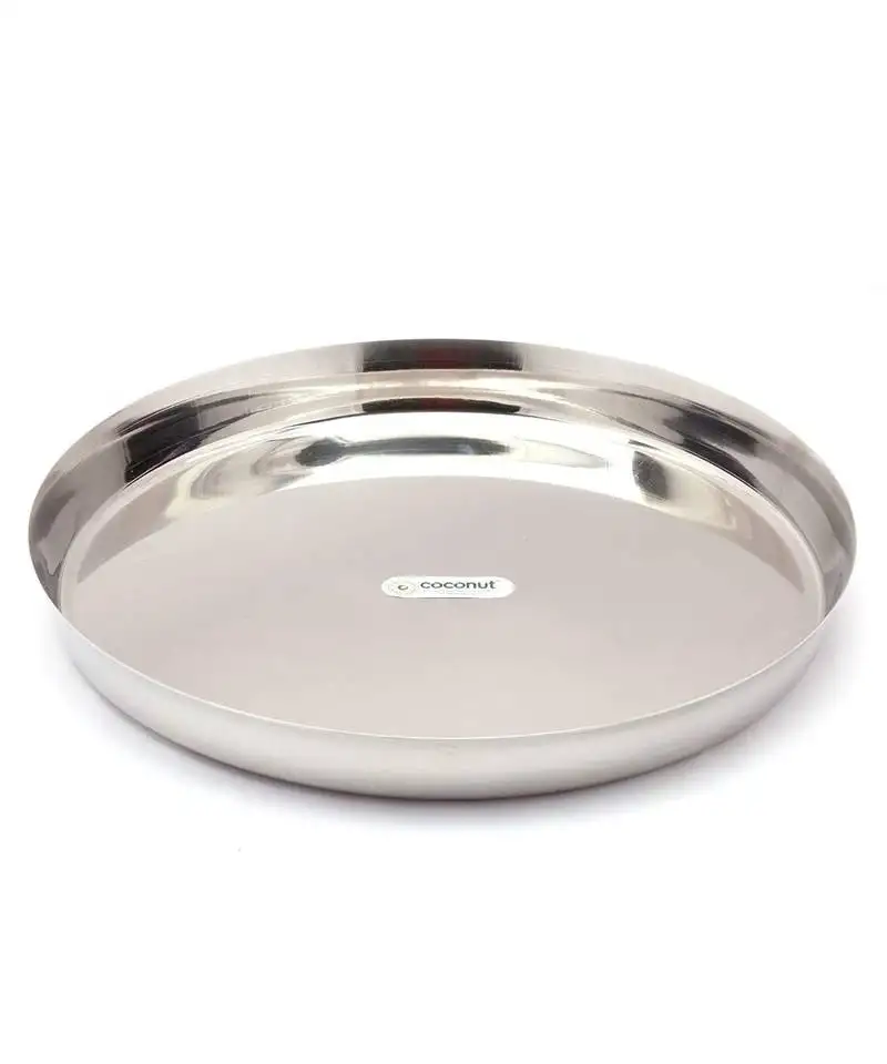 Coconut stainless steel 21 guage jumbo thali :: kumcha :: dinner plate - 21 inches - 1 unit