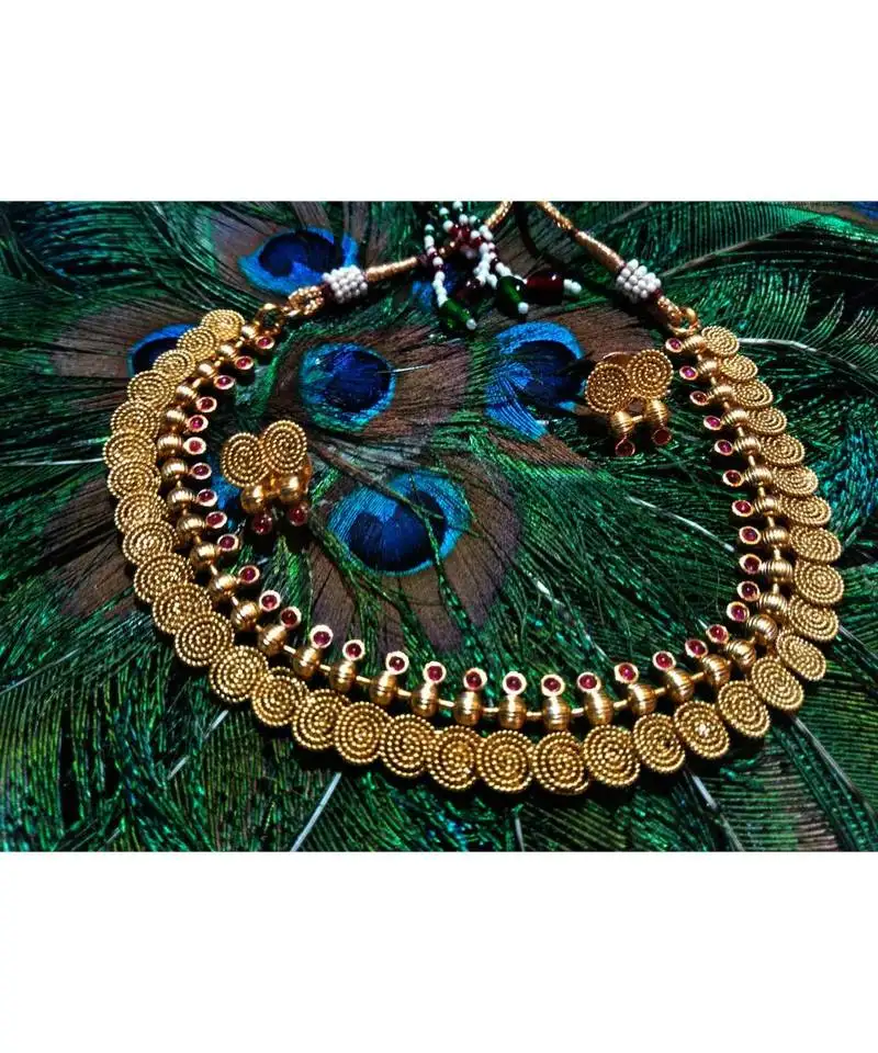 Georgeous gold plated pink colour necklace set